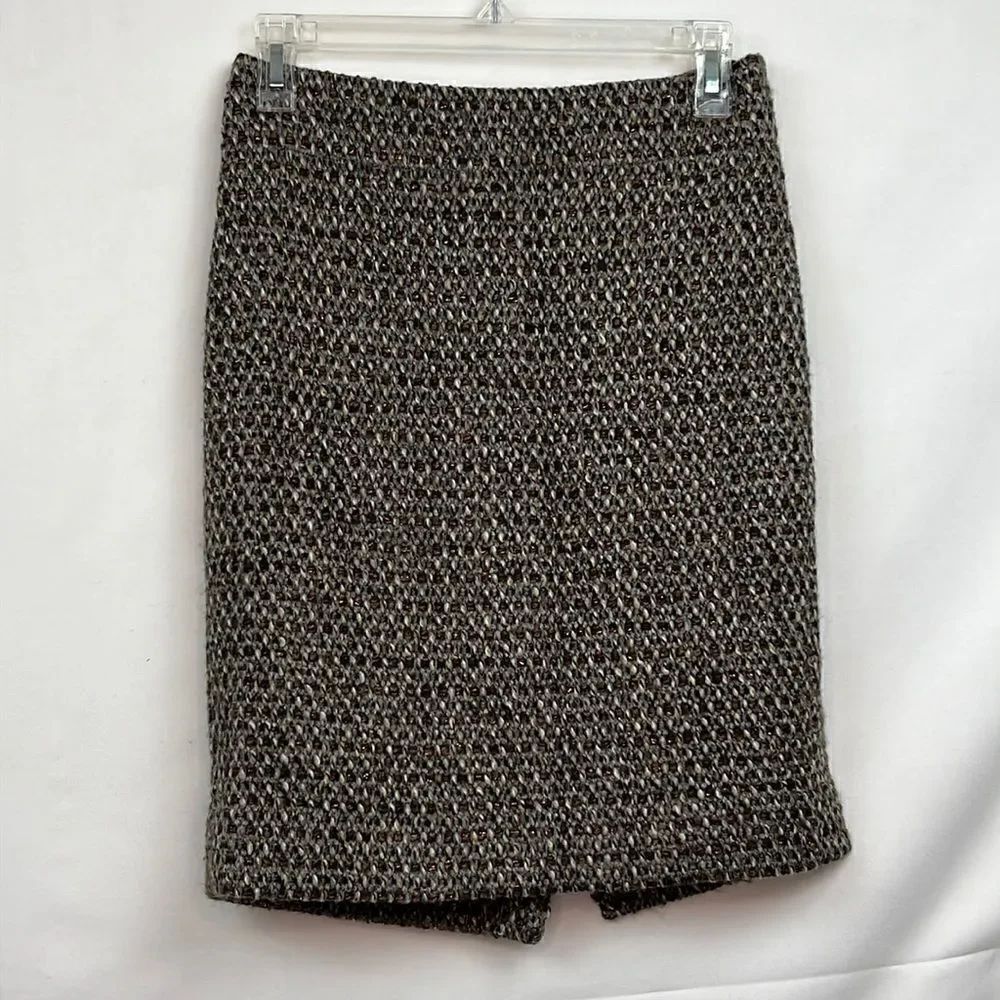 J. Crew brown Tweed pencil skirt size 0 EUC